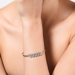 White Rose Gold-Plated Cubic Zirconia Flowers Kada Bracelet
